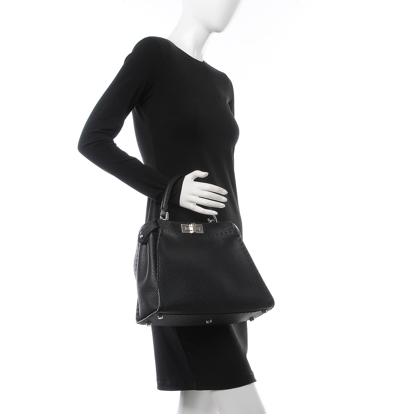 Cuoio Romano Selleria Bi-Color Medium Peekaboo Iconic Satchel Black Mou