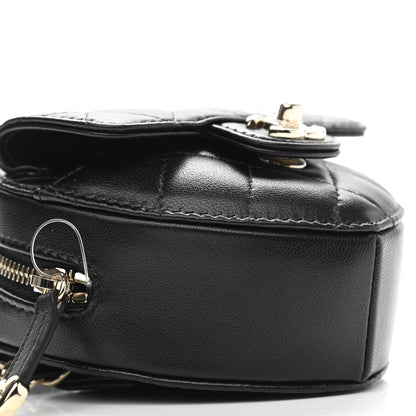 Chanel Lambskin Quilted CC In Love Heart Waist Belt Bag With Chain Black 9 of 11