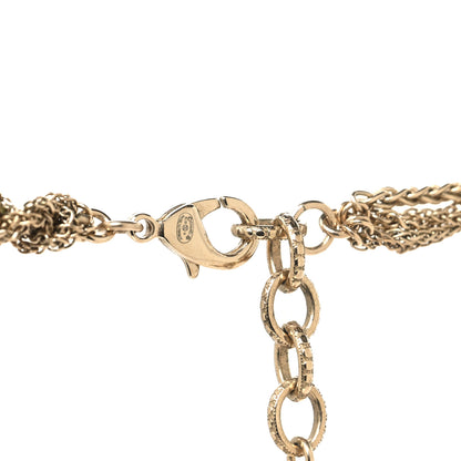 Chanel Pearl Multi Chain Braided Crystal CC Long Necklace  Gold 4 of 5