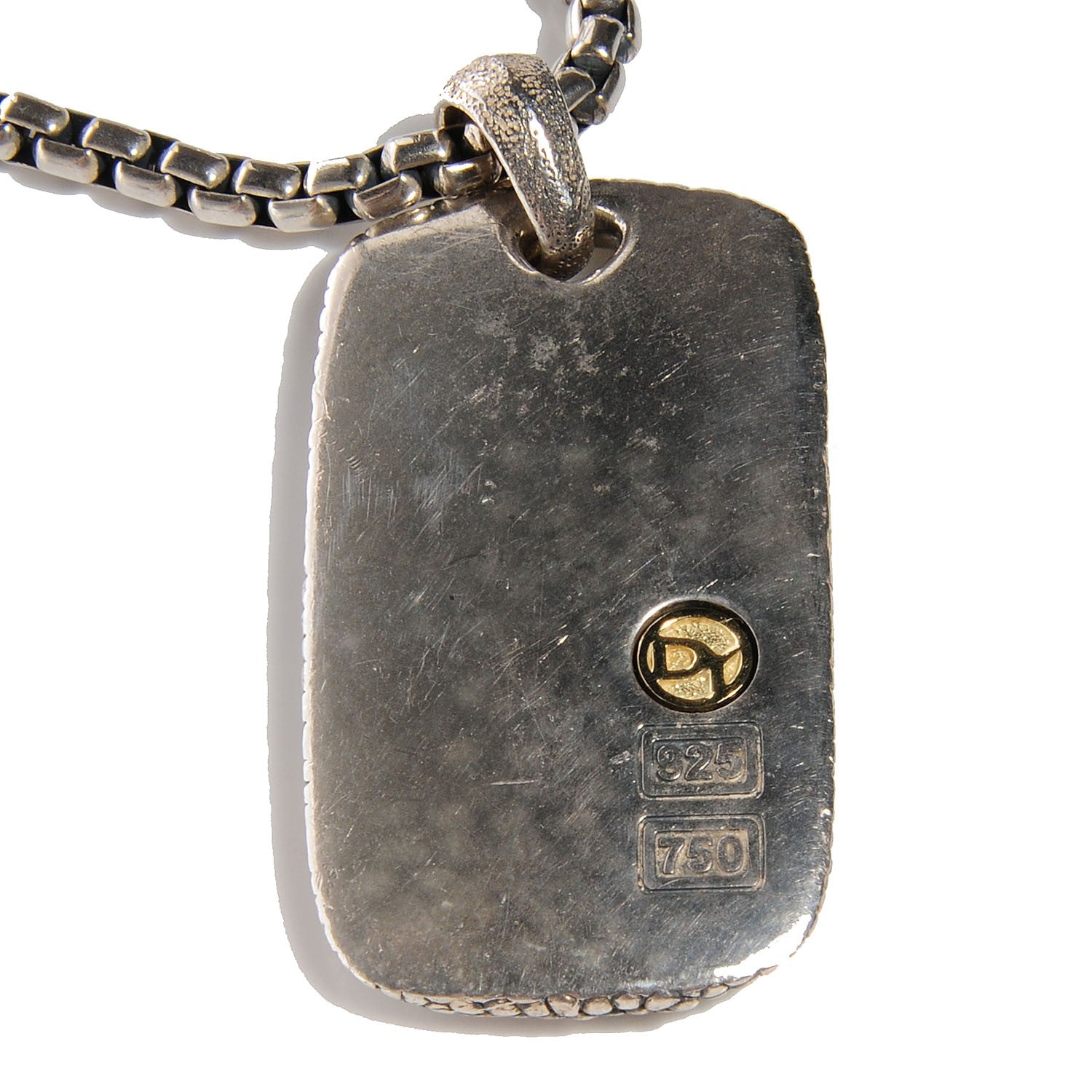 David Yurman Sterling Silver 18K Gold Alligator Embossed Naturals Dog Tag 4 of 5