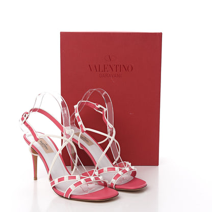 Valentino Garavani Calfskin Free Rockstud Crisscross Slingback 85mm Sandals 39 Shadow Pink Optic White 9 of 9