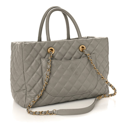 Chanel Caviar Quilted Coco Handle Shopping Tote Grey 4 of 10