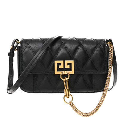 Givenchy Goatskin Quilted GV3 Mini Pocket Convertible Bag Black 1 of 9