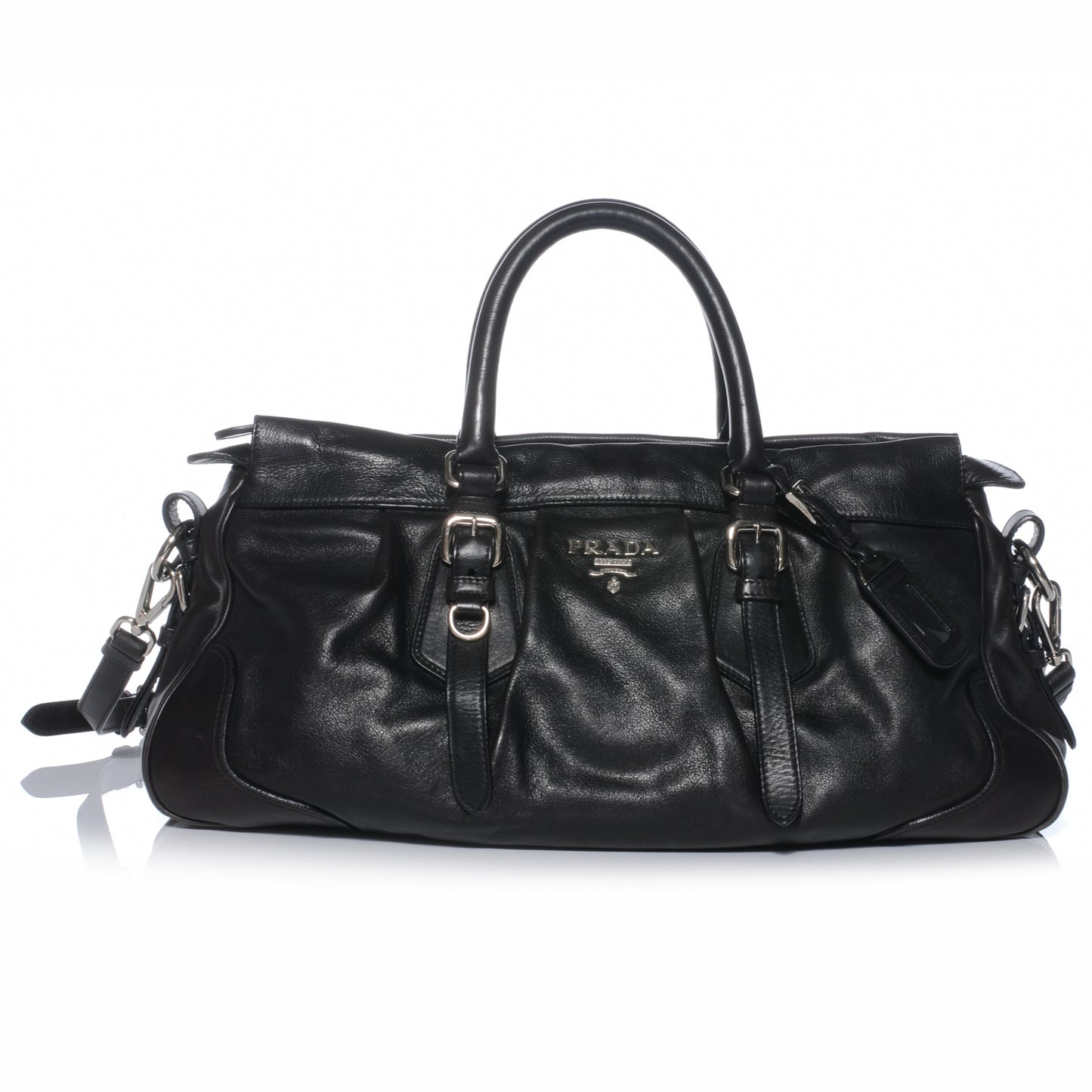 Vitello Soft Shopping Satchel Black