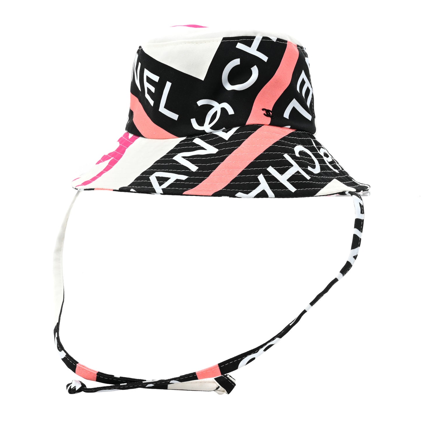 Cotton Logo Cloche Hat M Ecru Black Pink