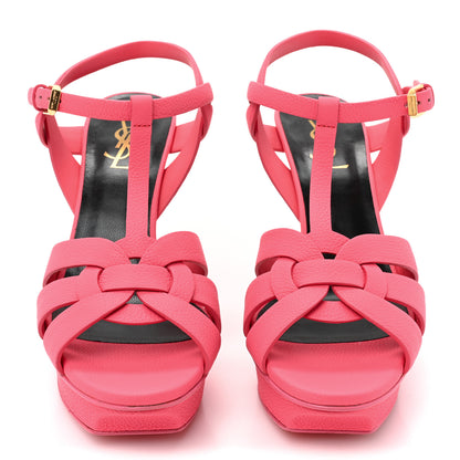 Saint Laurent Grained Calfskin Tribute 75 Platform Sandals 38 Rose Clair 2 of 14