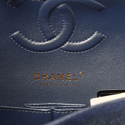 Chanel Iridescent Caviar Quilted Medium Double Flap Dark Blue 8 of 11