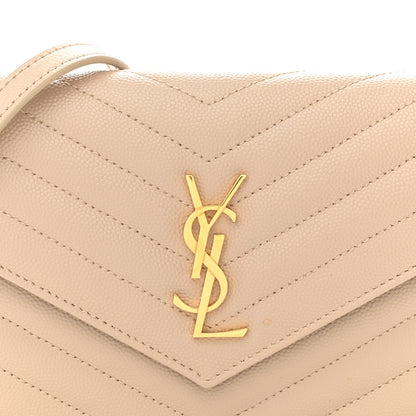 Saint Laurent Grain De Poudre Matelasse Chevron Monogram Envelope Chain Wallet Nude Powder 8 of 11