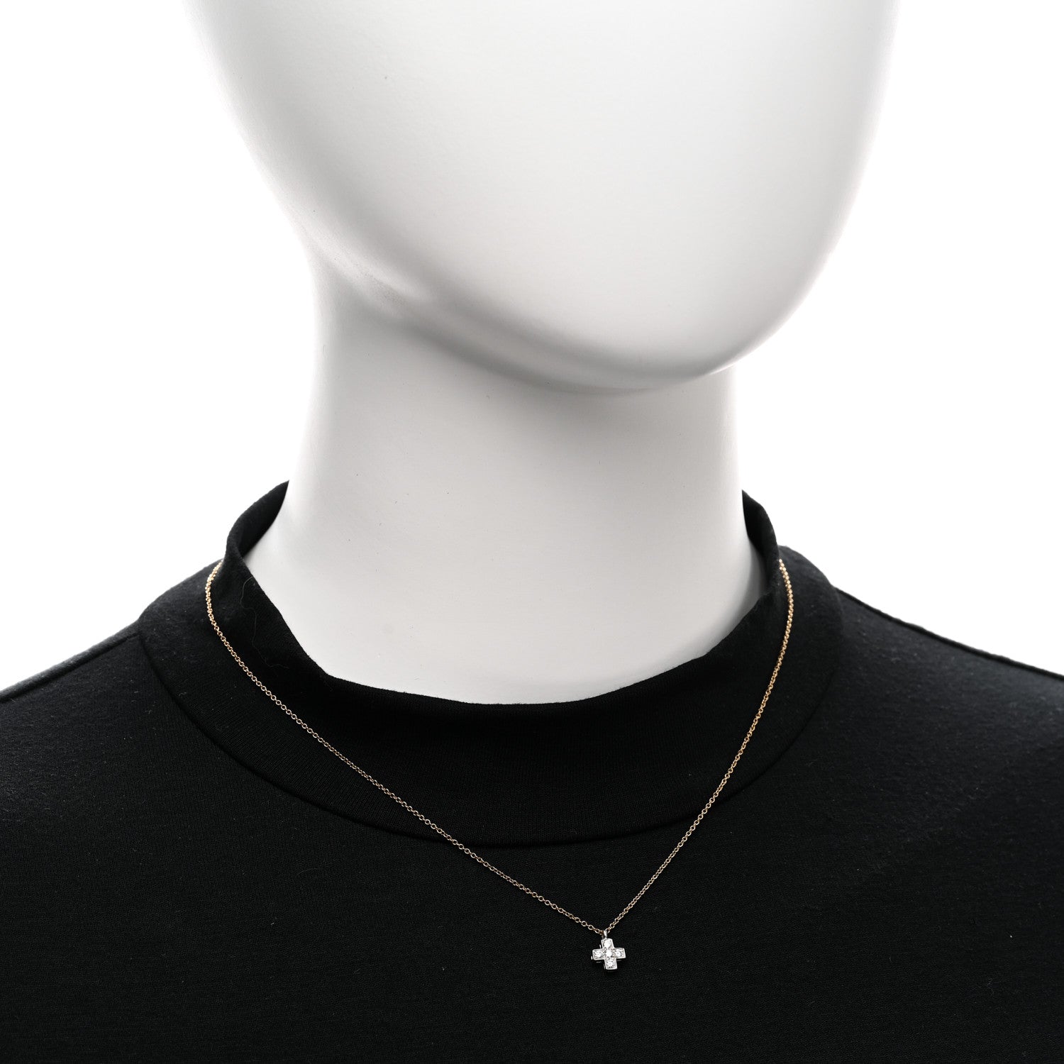 Tiffany 18K Yellow Gold Platinum Diamond Cruciform Cross Pendant Necklace 2 of 4