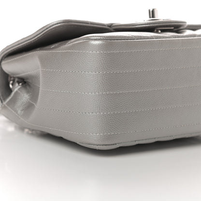 Chanel Metallic Caviar Chevron Quilted Mini Square Flap Silver 9 of 10