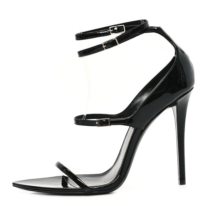 Saint Laurent Patent Calfskin Dita 110 Sandals 38 Black 1 of 10