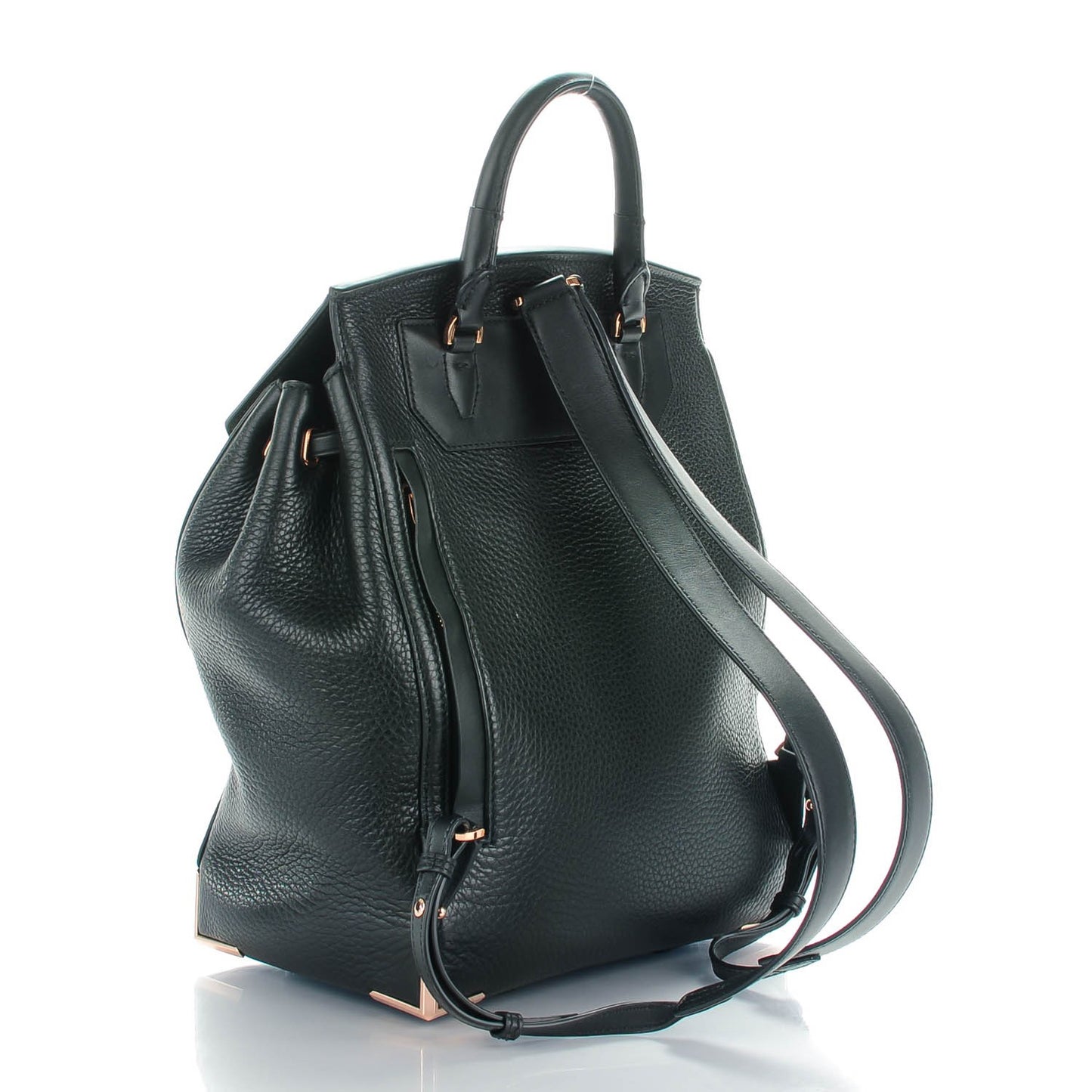 Pebbled Calfskin Prisma Skeletal Backpack Black Rose Gold Hardware