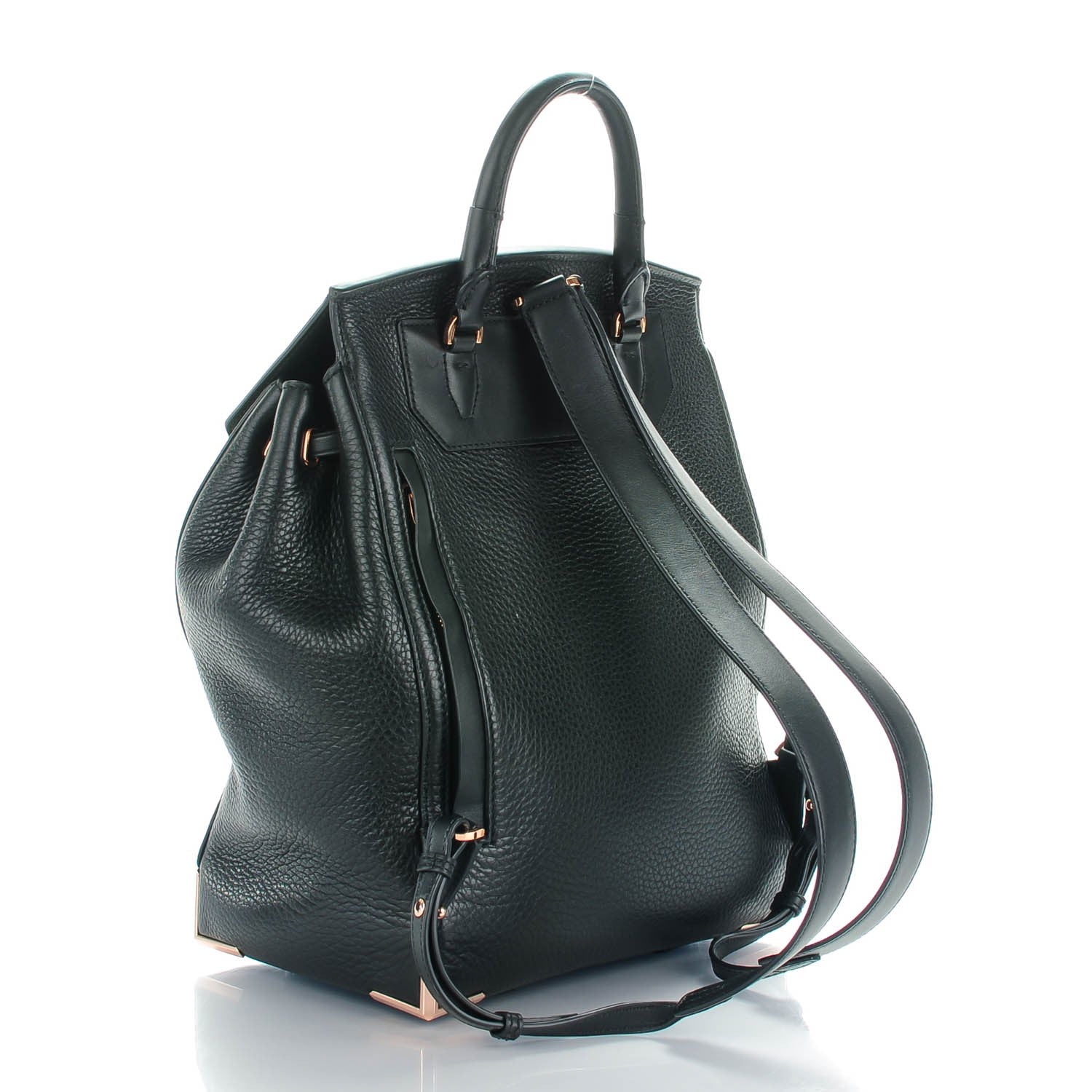 Alexander Wang Pebbled Calfskin Prisma Skeletal Backpack Black Rose Gold Hardware 3 of 7