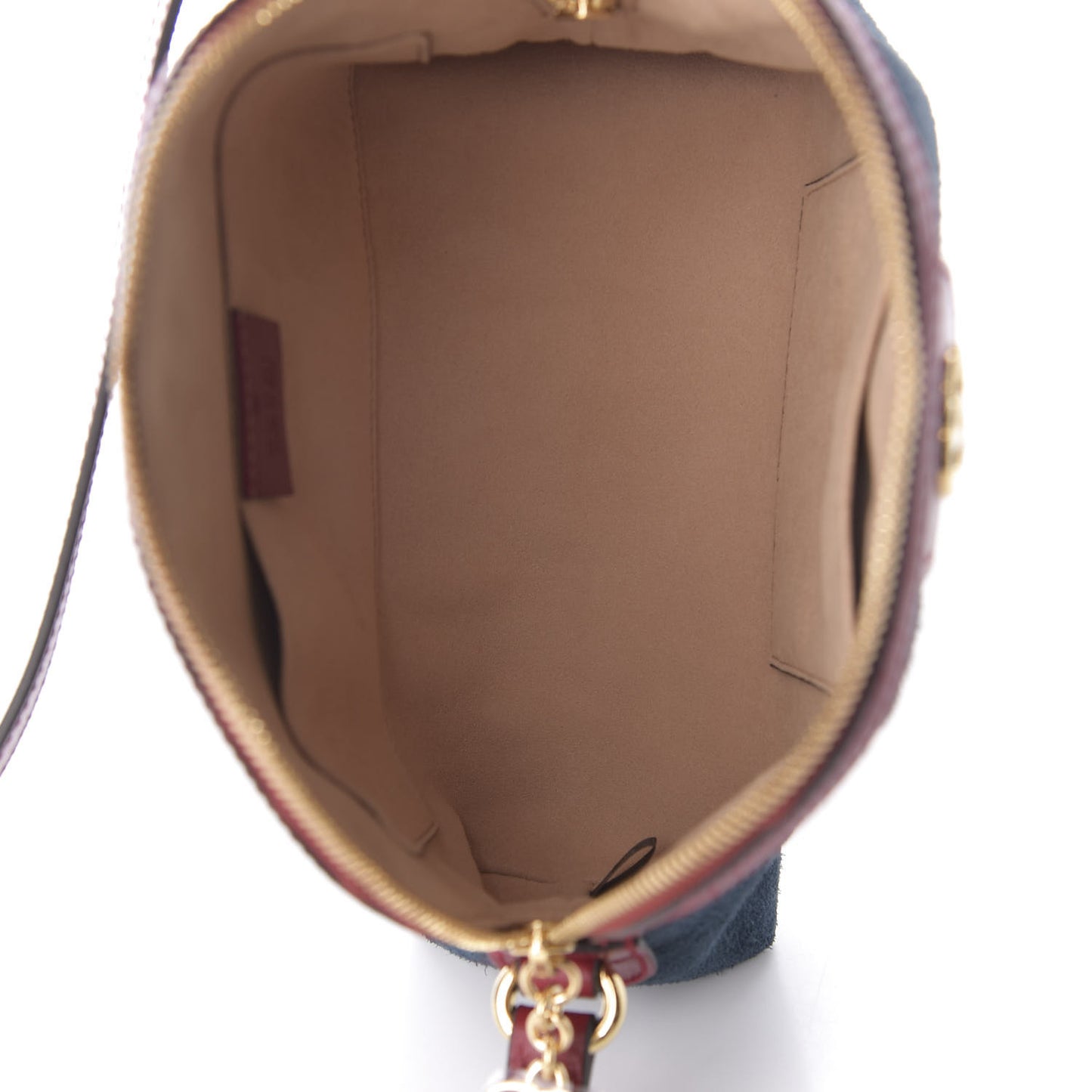 Suede Calfskin Web Small Ophidia Dome Shoulder Bag New Blue Romantic Cherry