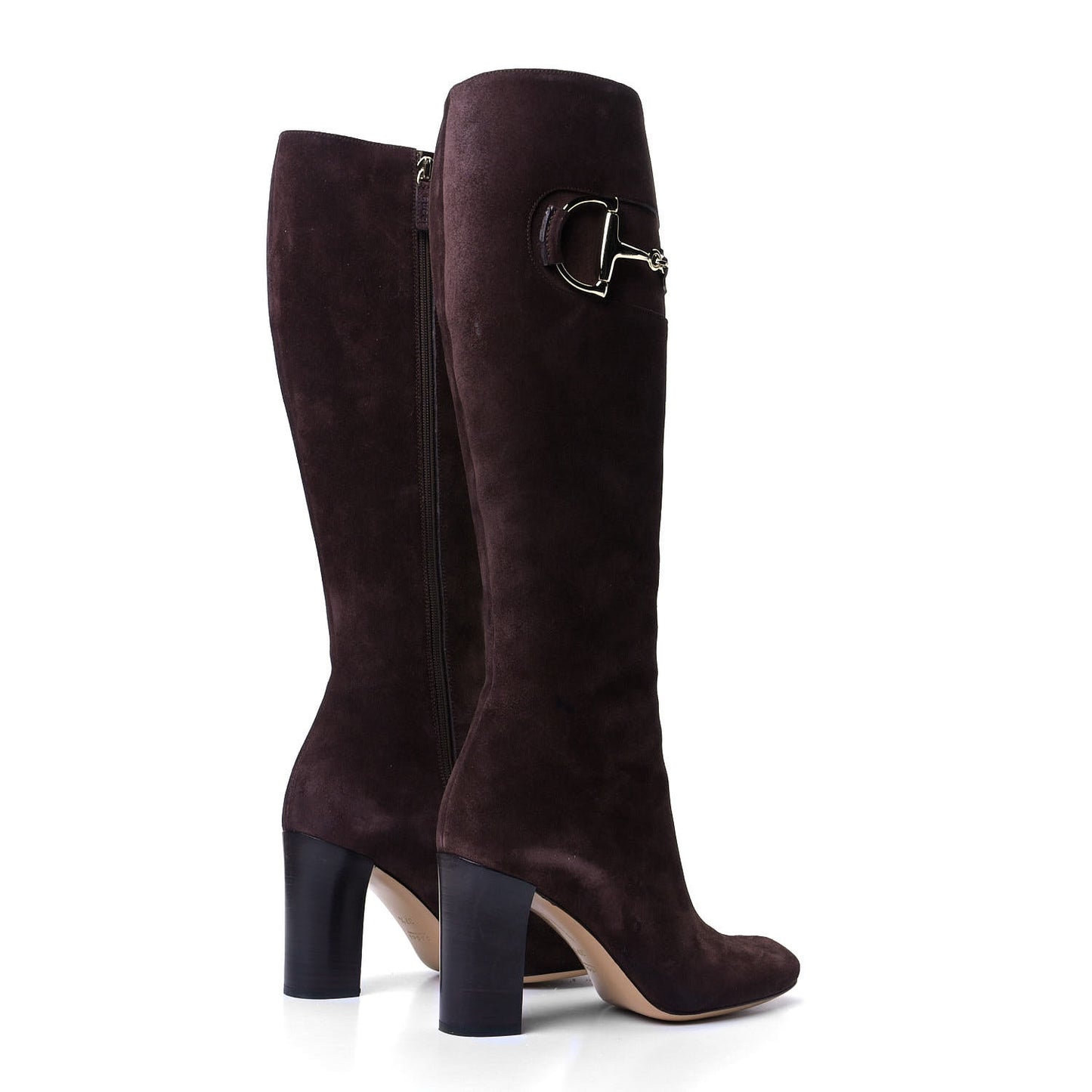 Suede Horsebit Knee High Boots 37.5 Brown
