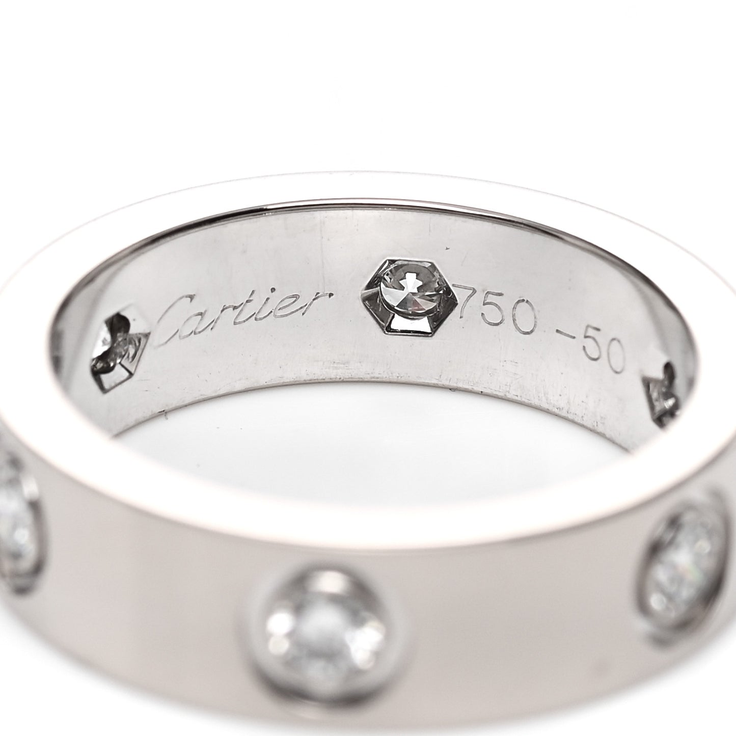 18K White Gold 6 Diamond 5.5mm LOVE Ring 50 5.25