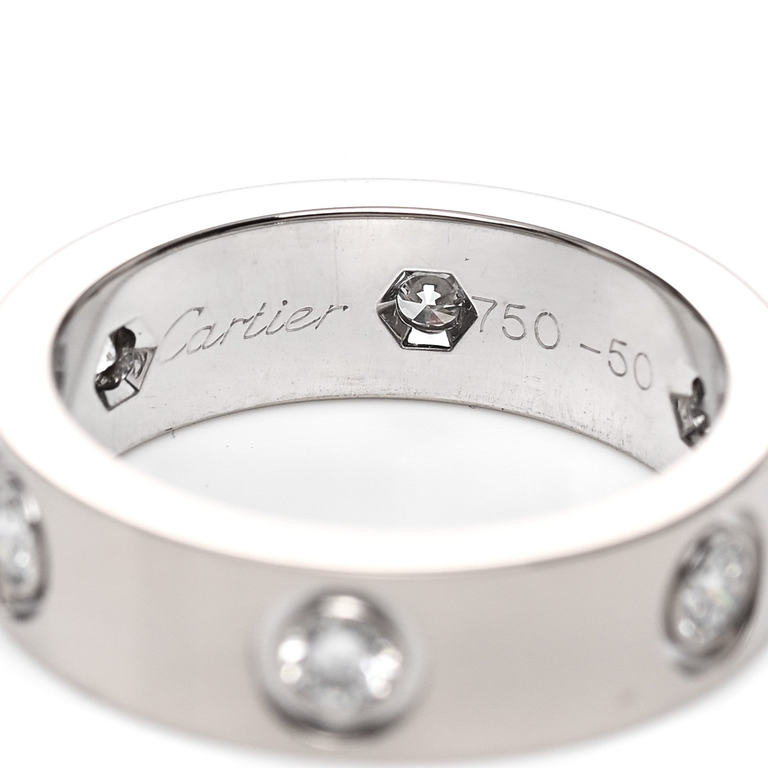 Cartier 18K White Gold 6 Diamond 5.5mm LOVE Ring 50 5.25 5 of 5