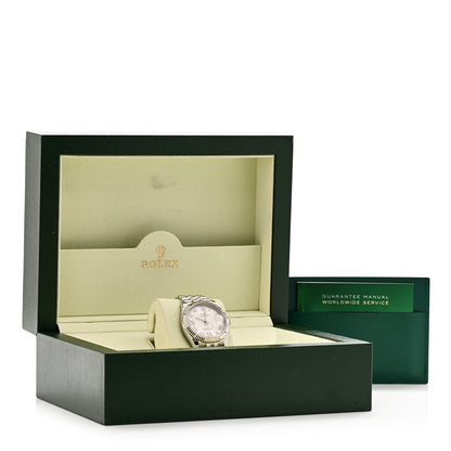 Rolex Stainless Steel 18K White Gold Diamond 36mm Oyster Perpetual Datejust Watch Silver Roman 126234 5 of 5