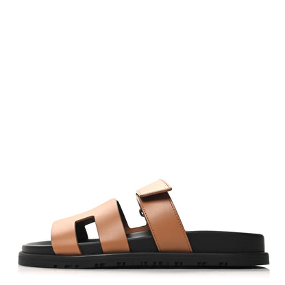 Hermes Calfskin Womens Chypre Sandals 37 Naturel 1 of 9