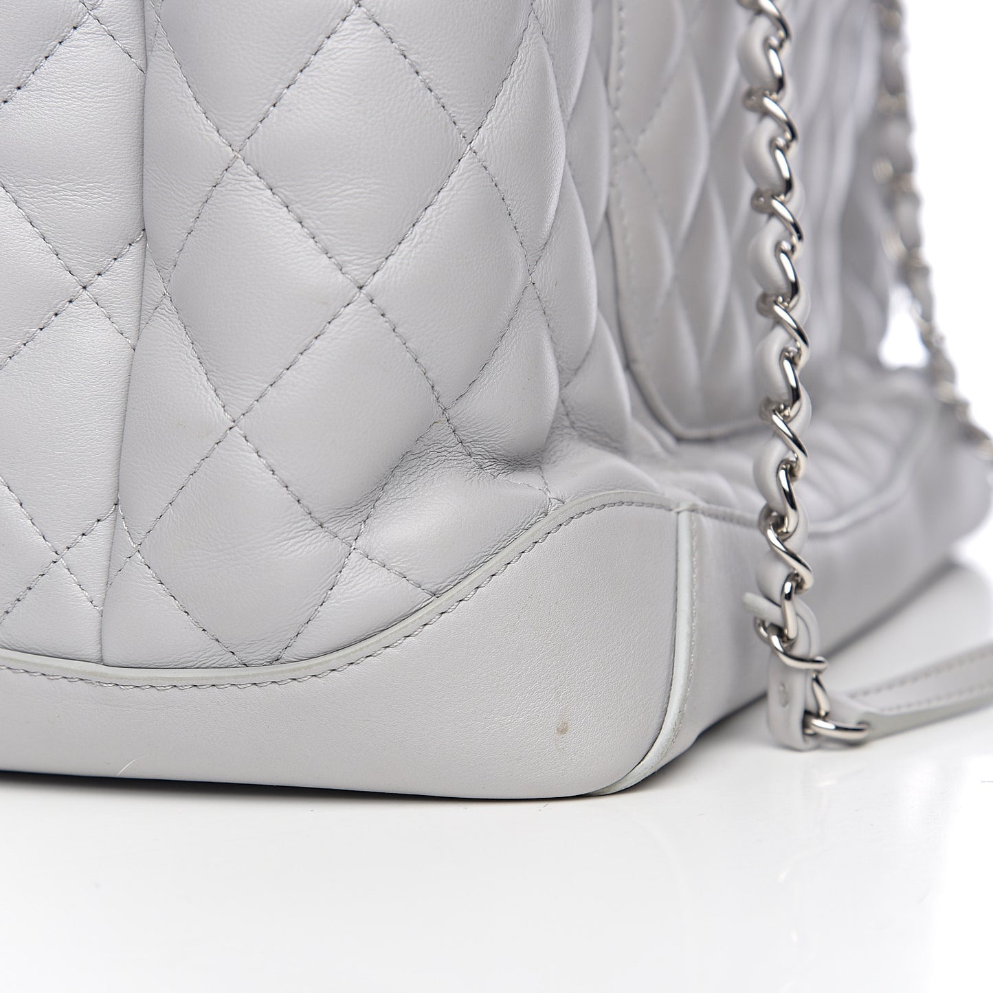 Calfskin Quilted Large Easy Shopping Tote Grey