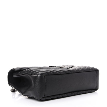Saint Laurent Sheepskin Matelasse Chevron Monogram Large College Satchel Black 3 of 10