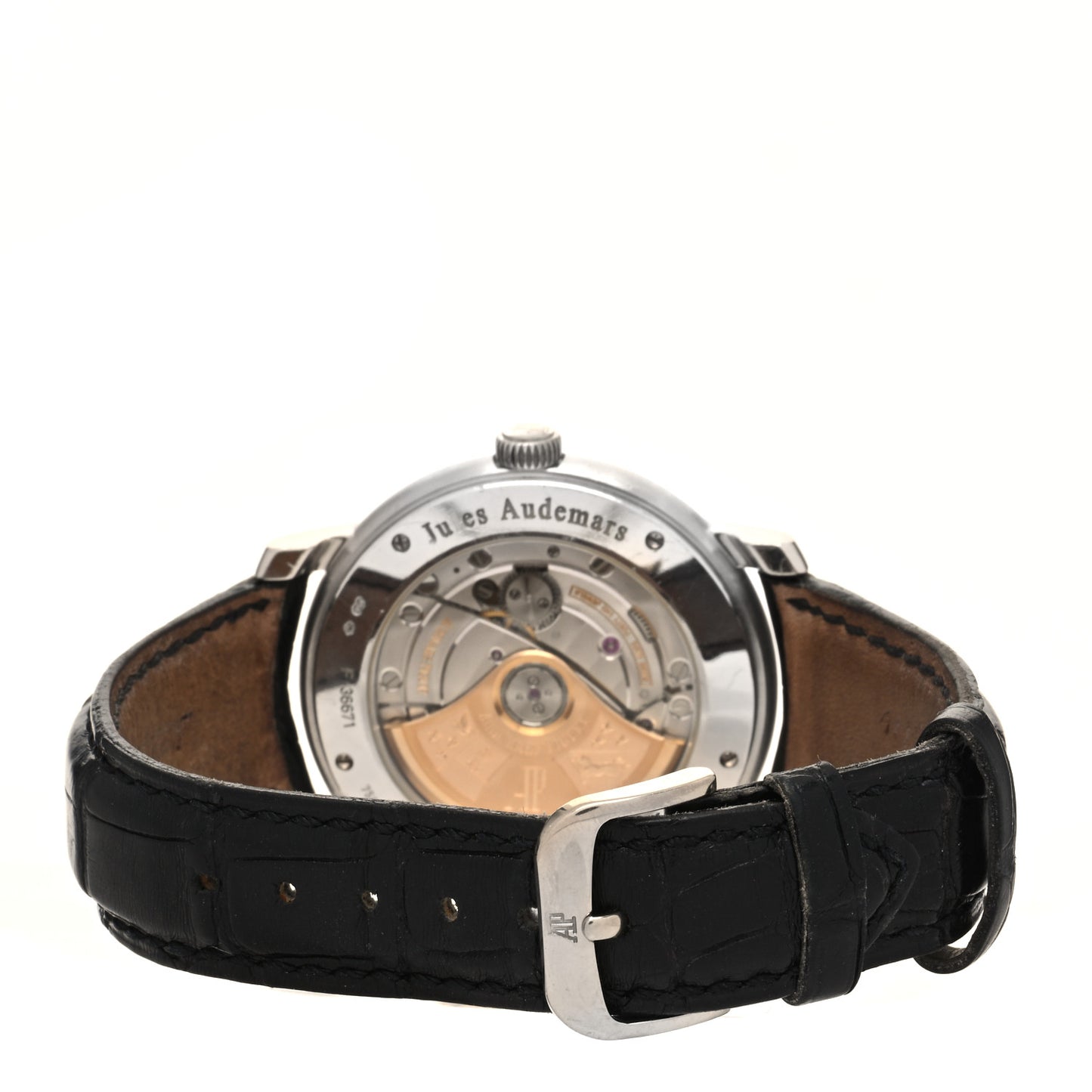 18K White Gold Alligator 39mm Jules Audemars Automatic Watch Black 15120BC.OO.A002CR.03