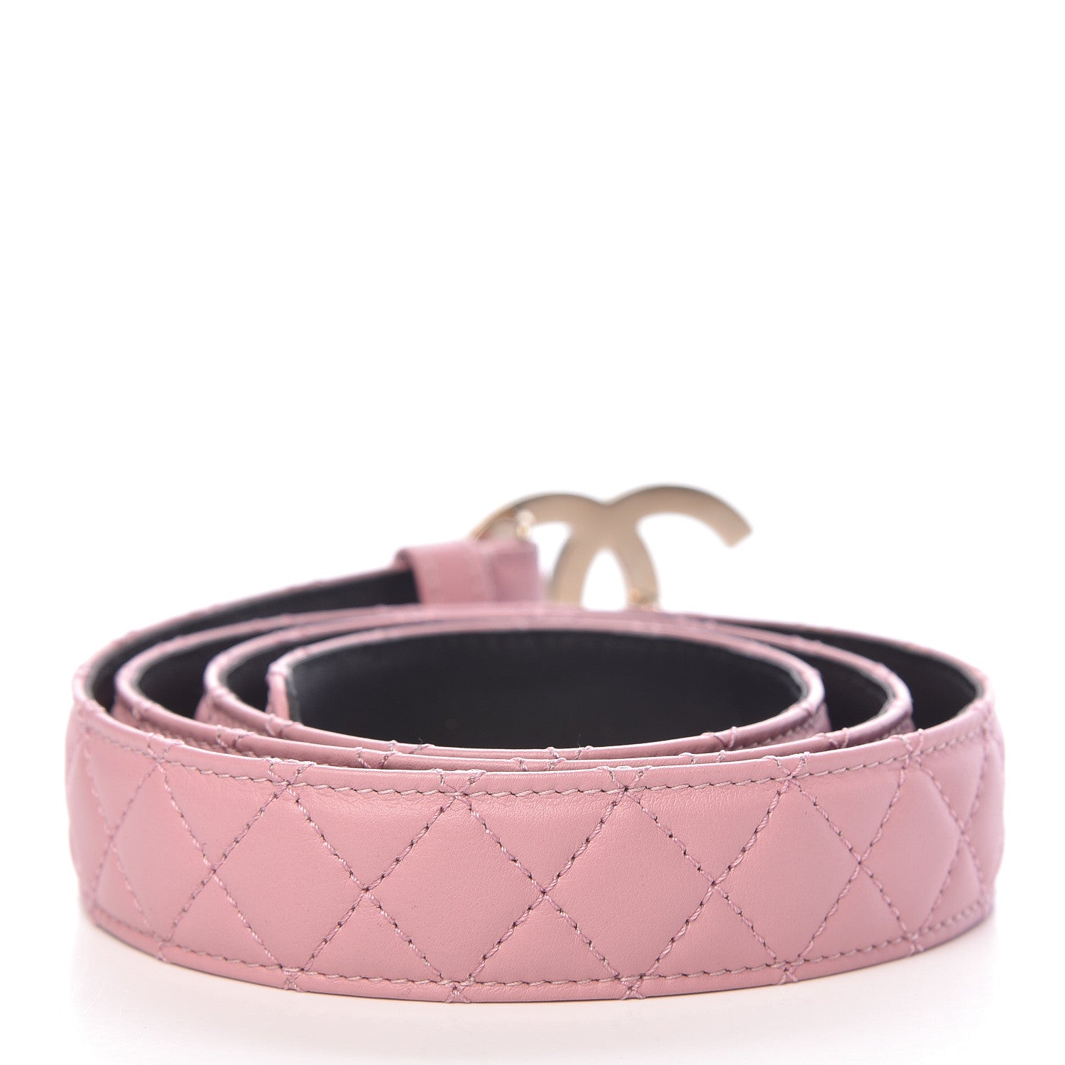 Chanel Pearl Lambskin Quilted CC Belt 95 38 Pink 3 of 9