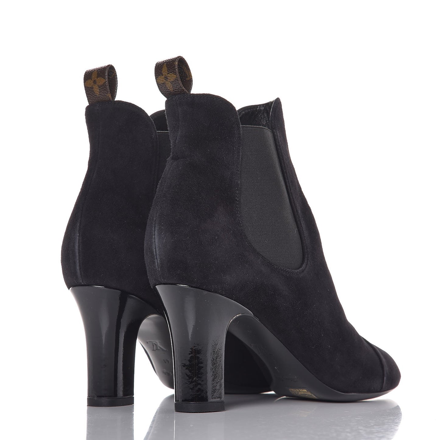 Suede Monogram Uniformes Cap Toe Chelsea 75mm Ankle Boots 41 Black