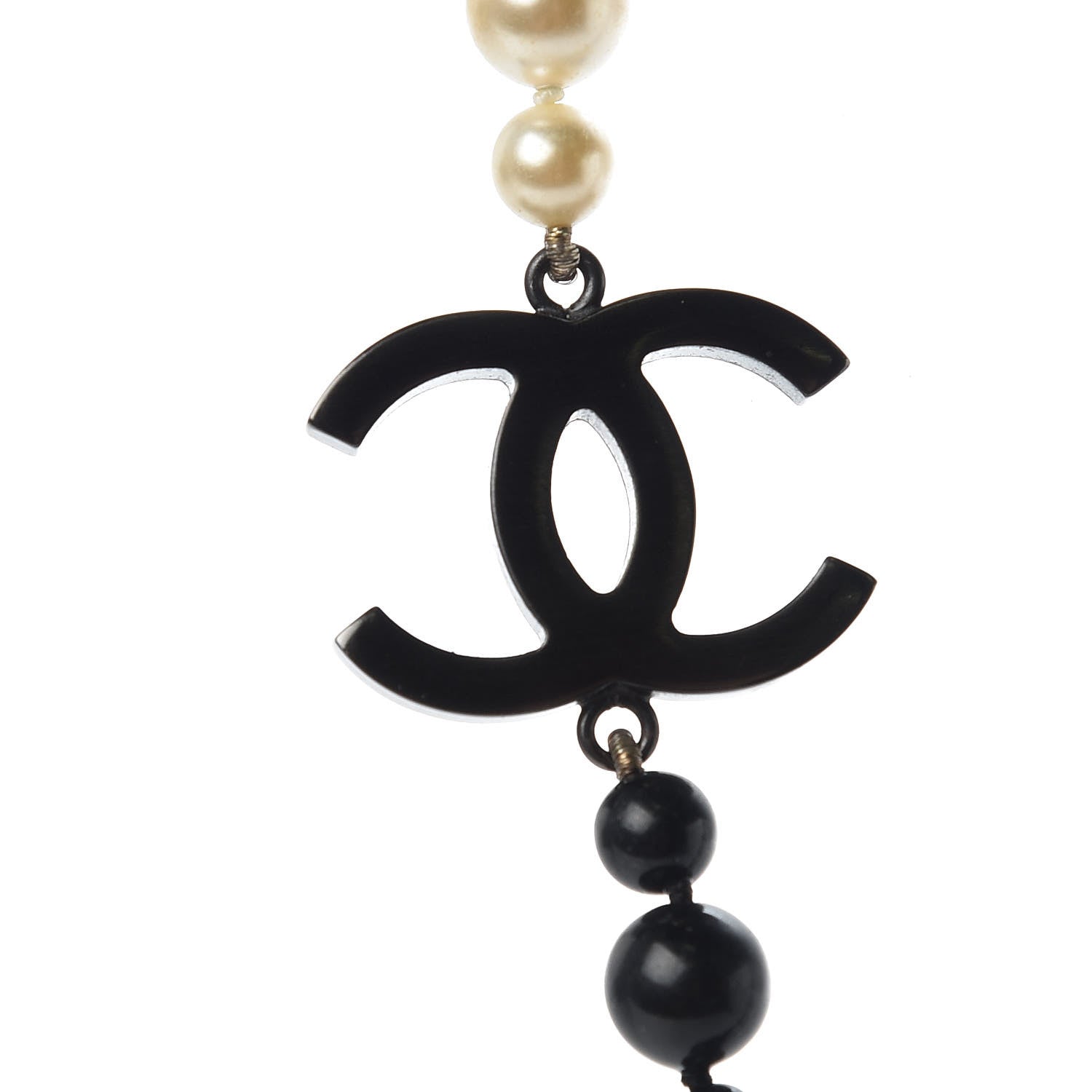 Chanel Ruthenium Pearl Bead CC Short Necklace Black 6 of 7