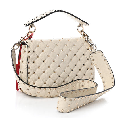 Valentino Garavani Grained Calfskin Medium Rockstud Spike Shoulder Bag Light Ivory 3 of 10