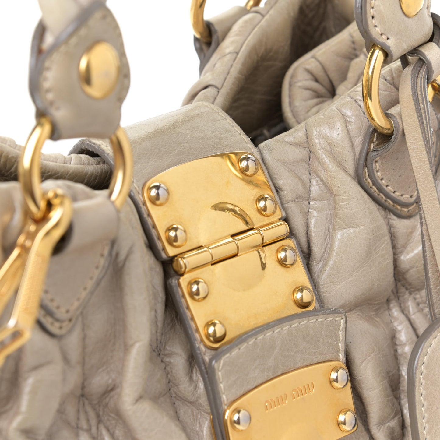 Nappa Matelasse Top Handle Satchel Fumo