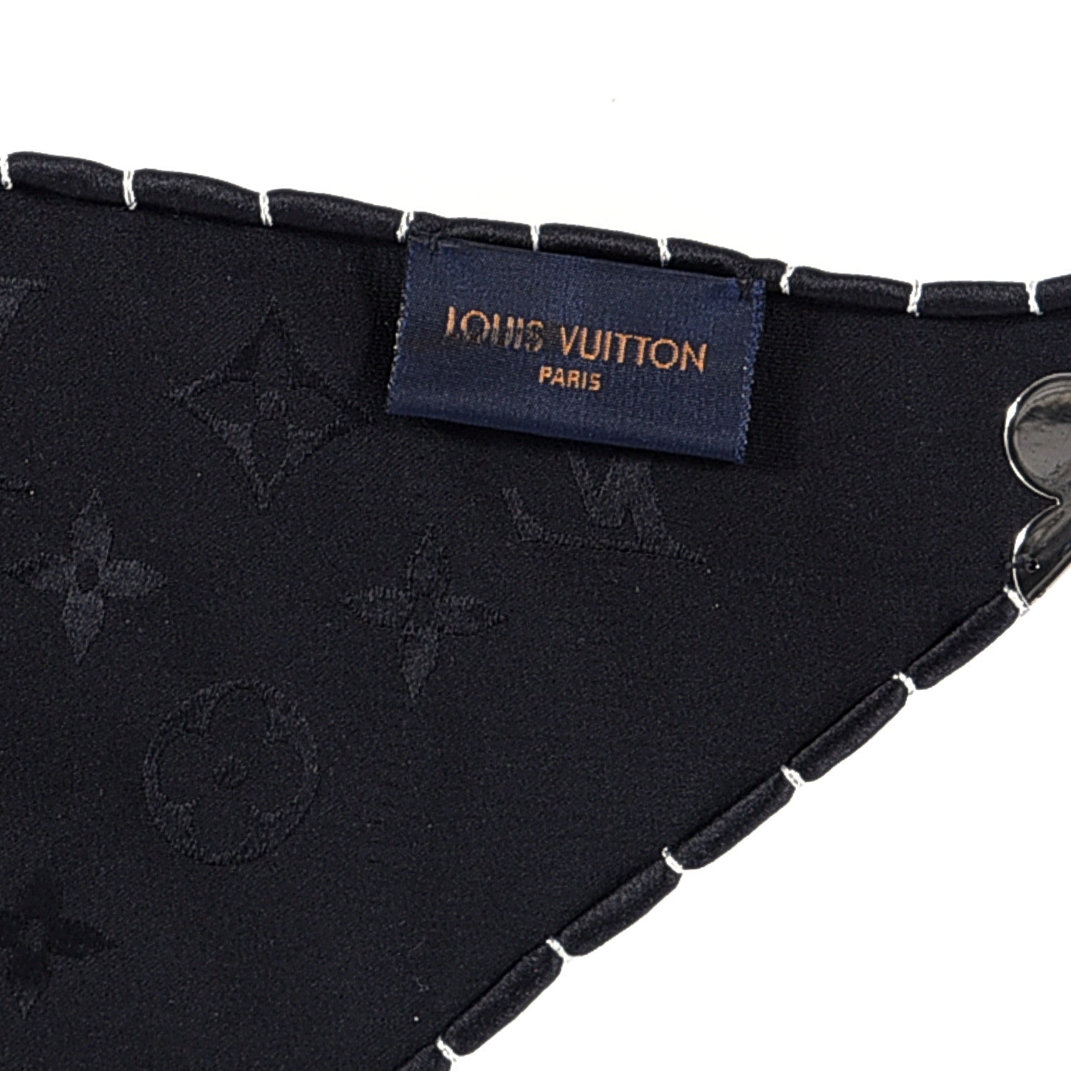 Louis Vuitton Silk Strass Monogram Flower Crown Triangle Scarf Black 6 of 7