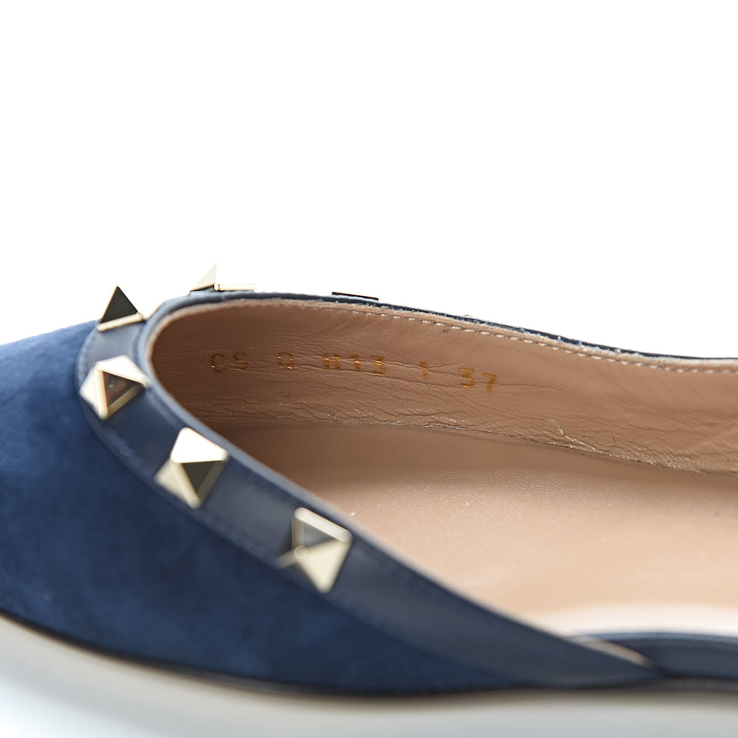 Valentino Garavani Suede Nappa Rockstud Slingback Flats 37 Marine 7 of 8