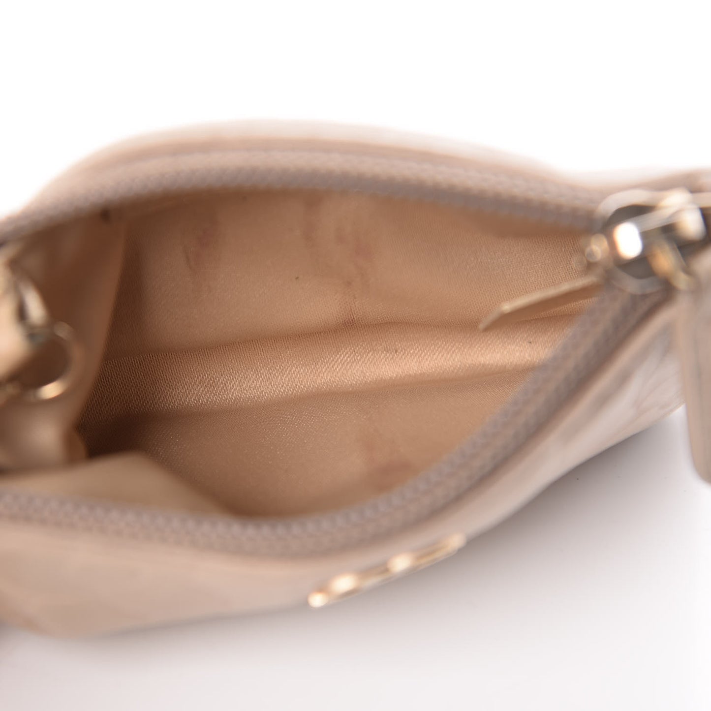 Lambskin Camellia Embossed Key Holder Case Beige