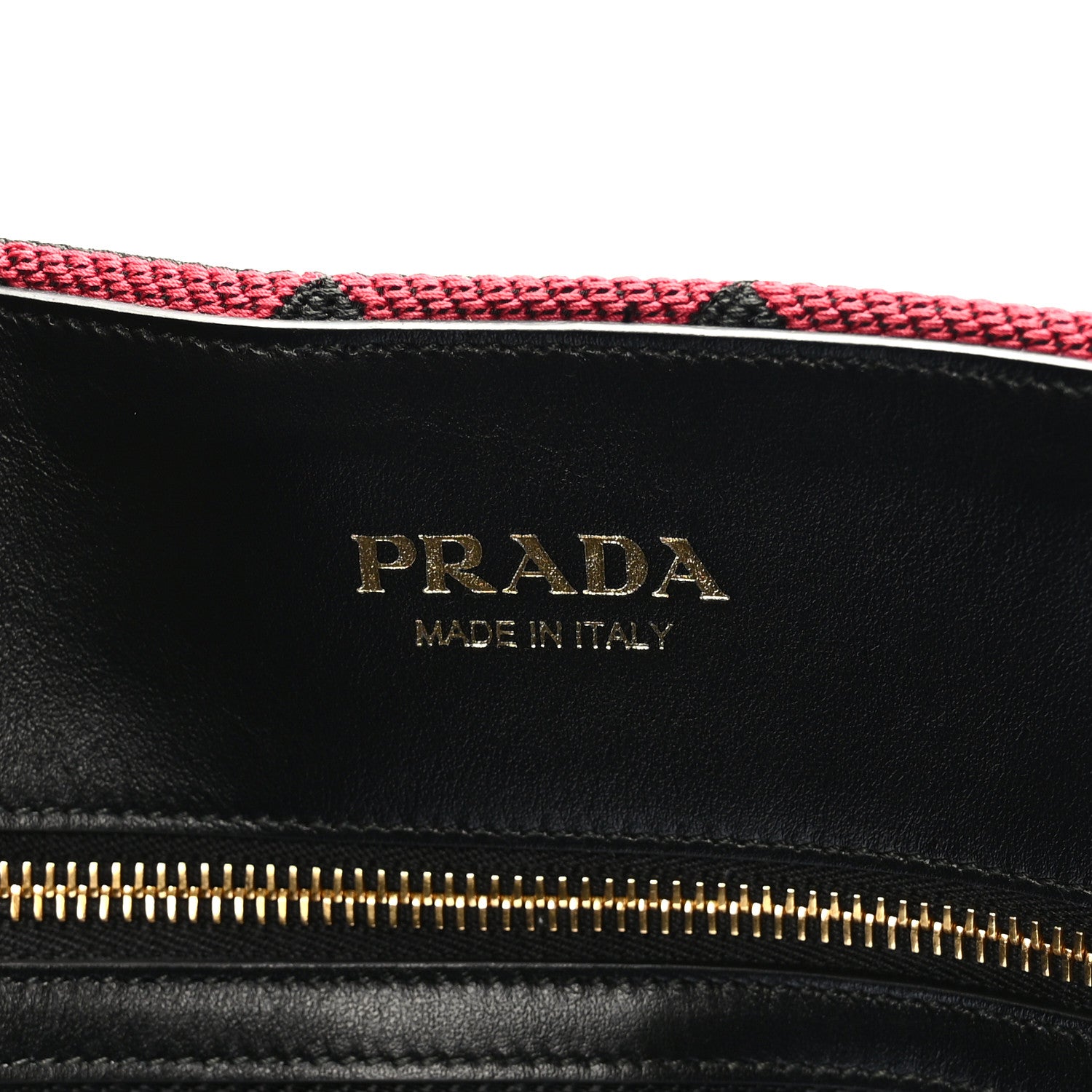 Prada Jacquard Saffiano Triangolo Symbole Embroidered Shopping Tote Black Ciliegia 6 of 8