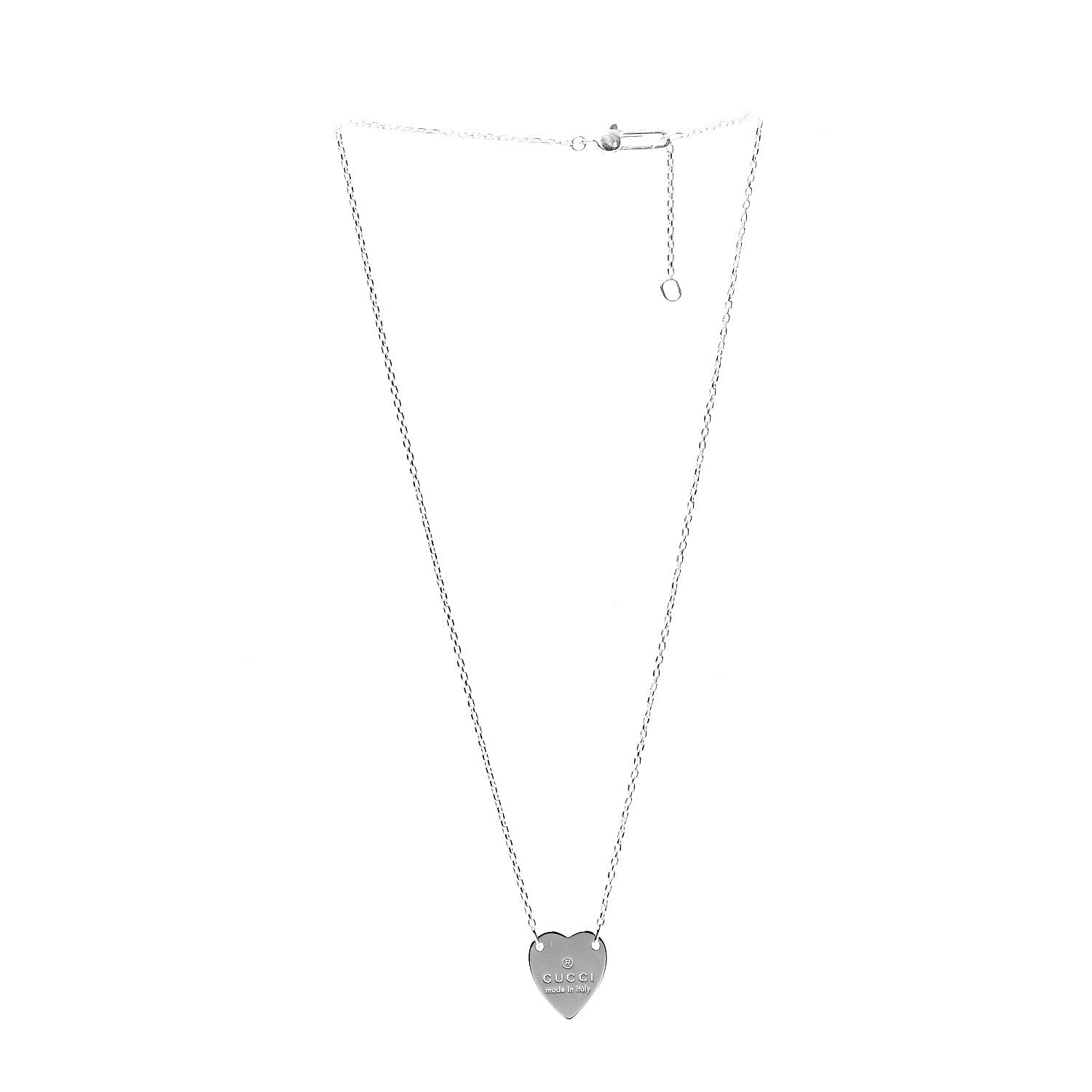 Gucci Sterling Silver Trademark Heart Pendant Necklace 2 of 4