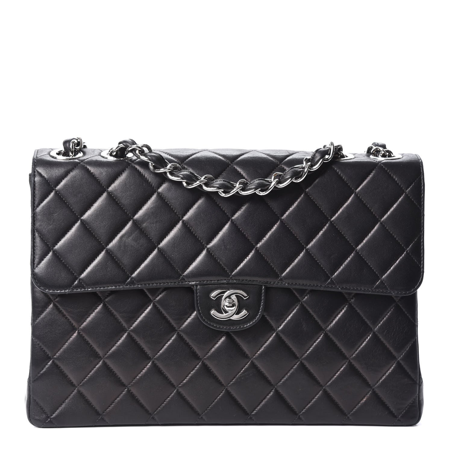 Chanel Lambskin Quilted Jumbo Single Flap Black 1 of 10