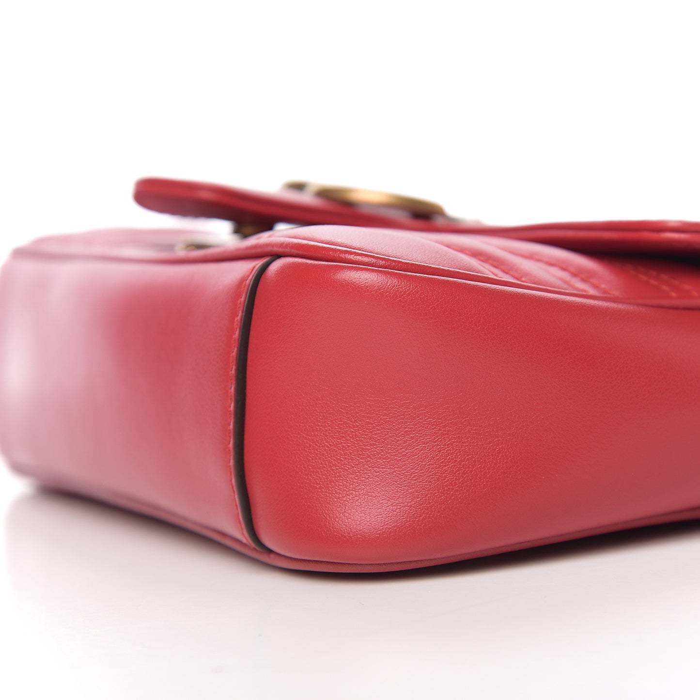 Calfskin Matelasse Mini GG Marmont Shoulder Bag Hibiscus Red