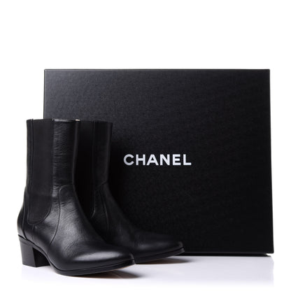 Chanel Calfskin Elastic Short Boots 37 Black 8 of 8