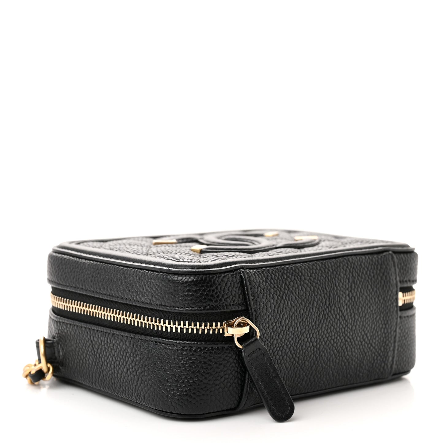 Caviar Quilted CC Filigree Vanity Clutch With Chain Black