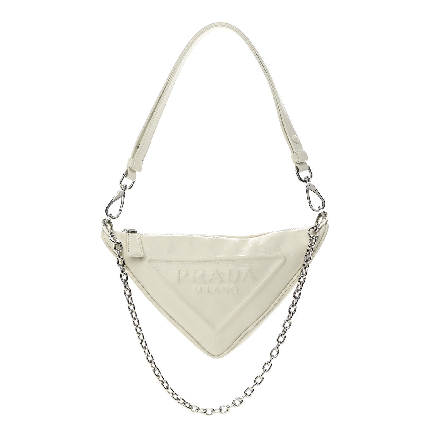 Prada Grace Lux Triangle Logo Embossed Mini Triangle Bag White 1 of 12