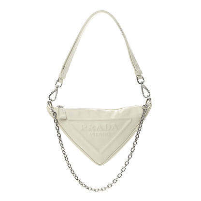 Prada Grace Lux Triangle Logo Embossed Mini Triangle Bag White 1 of 12