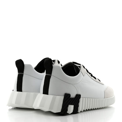 Hermes Calfskin Suede Goatskin Bouncing Sneakers 41 White 4 of 9