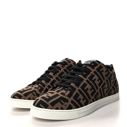 Fendi Tech Fabric FF Mens Lace Up Low Top Sneakers 8 Tobacco Black 3 of 8