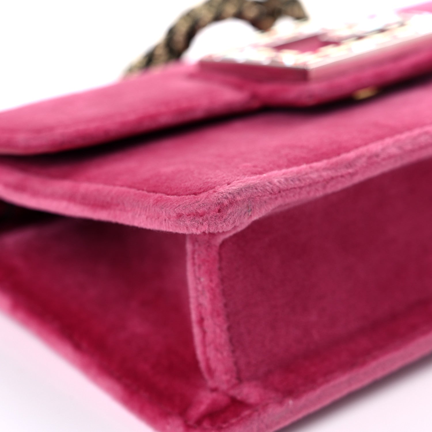 Gucci Velvet Crystal Square G Shoulder Bag Light Raspberry Rose 9 of 16