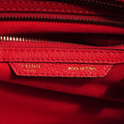 Celine Drummed Leather Micro Luggage Coquelicot 6 of 9