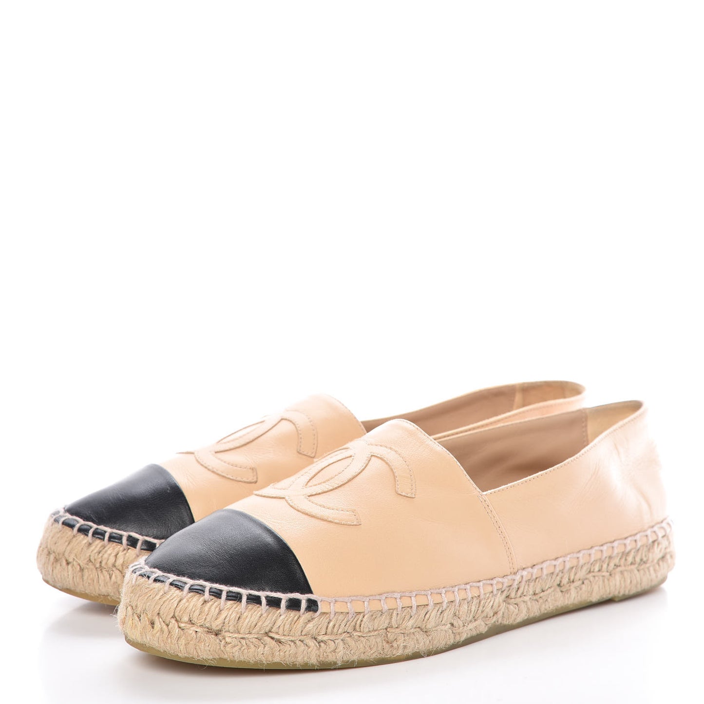 Lambskin CC Espadrilles 40 Beige Black