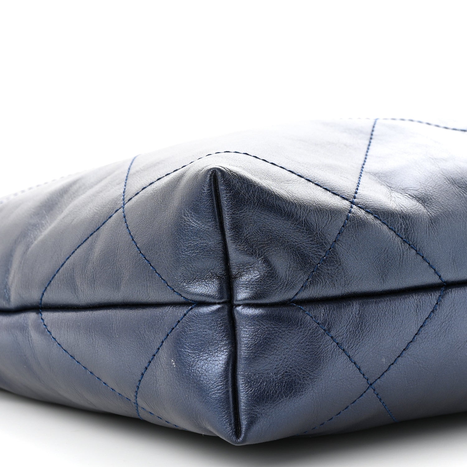 Chanel Metallic Calfskin Quilted Small Chanel 22 Navy Blue 10 of 12
