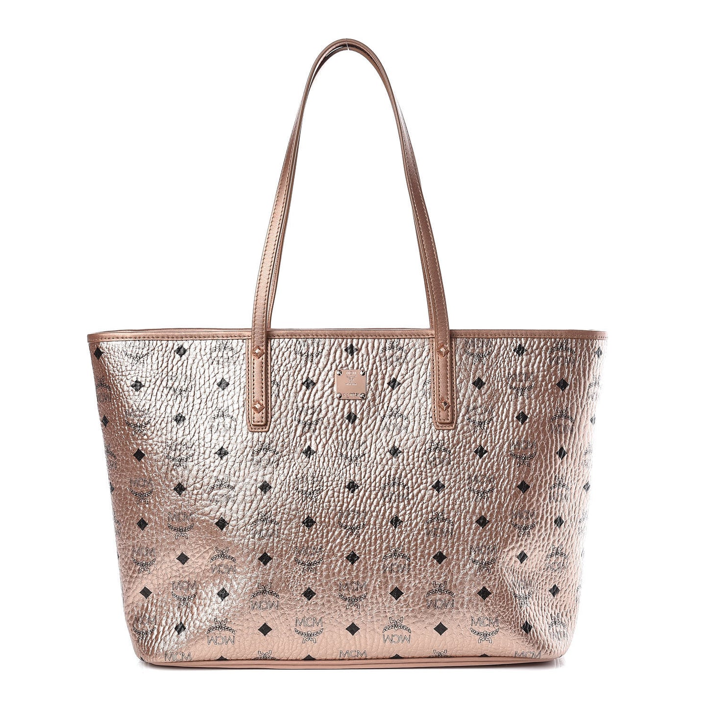 Metallic Visetos Medium Anya Shopper Tote Champagne Gold