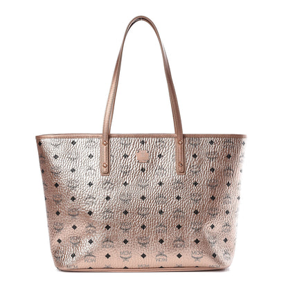 MCM Metallic Visetos Medium Anya Shopper Tote Champagne Gold 1 of 9